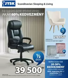 JYSK akciós újság Oldal 1: Engblomme ágytakaró €9.000,00, Hundested fotel €29.950,00