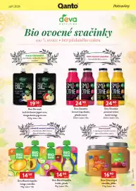 Qanto leták Strana 129: Deva Smoothie pomeranč•citron banán•mango €24,90, Deva Ovocné pyré meruňka, jablko €16,90