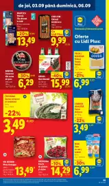 Catalog Lidl săptămâna 36 Pagină 57: Ursus bere blondă €15,99, Freshona fructe de pădure și vișine €14,29