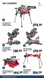 GAMMA folder Pagina 12: Skil tafel(cirkel) zaag €375,00, Skil werkbank/onderstel voor afkortzaag €154,00
