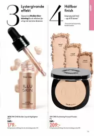 Oriflame reklamblad Sida 73: The one everlasting pressed powder €209,00, The One IlluSkin Liquid Highlighter €179,00