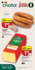 Chata Polska gazetka tydzień 35 Strona 1: Ser Gouda Lumiko €1,79, Kiełbasa Śląska Bruno Tassi €1,99