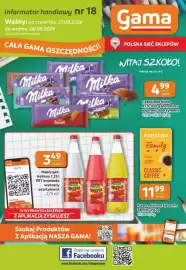 Gama gazetka Strona 1: Czekolada Milka €4,99, Kawa mielona Eduscho Family €11,99