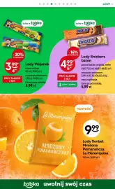 Żabka gazetka Strona 49: Lody Snickers baton €4,99, Lody Sorbet Mrożona Pomarańcza La Menorquina €9,99