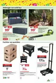 Catalogue Leroy Merlin page 7: SELEKTA Marchepied 1 marche pliant compact €7,99, LEROY MERLIN Carton de déménagement €1,00