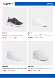 Catalogue La Halle semaine 35 page 14: SKECHERS Baskets running lacets élastiqués Bobs blanc femme €48,99