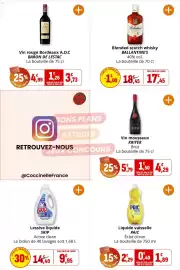 Catalogue Coccimarket page 25: BALLANTINE'S Blended scotch whisky €17,45, BARON DE LESTAC Vin rouge Bordeaux A.O.C €3,73