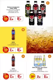 Catalogue Coccinelle Supermarché page 38: PEPSI Sans sucres €0,97, PEPSI Classique €0,93
