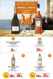 Catalogue Coccinelle Supermarché page 43: GORDON'S Gin - London dry €13,38, RICARD Pastis de Marseille €19,39