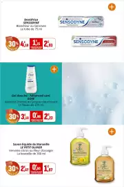 Catalogue Coccinelle Supermarché page 48: SENSODYNE Dentifrice €2,93, DOVE Gel douche - Advanced care €2,23