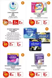 Catalogue Coccinelle Supermarché page 49: NIVEA Crème hydratante Soft €2,29, ALWAYS Serviette pour fuite urinaire €5,70