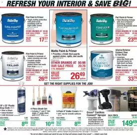 Menards weekly ad Page 11: Dutch Boy cabinet, door & trim paint €33,79, Dutch Boy flat paint & primer €26,49