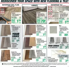 Menards weekly ad Page 15: Chalet laminate €0,79, Treviso 12 x 24 Porcelain €3,49