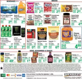 Menards weekly ad Page 18: Sprecher taproom snacks original mix €5,99, Sunshine country honey roasted peanuts €6,99