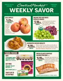 Central Market weekly ad week 35 Page 1: Fresh Atlantic Heritage Salmon Portions €6,99, Gala Apples €1,29