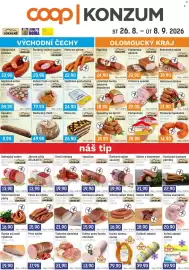 Konzum leták Strana 1: Chodurův špekáček €14,90, Vodňanské kůře kuřecí spodní stehna €59,90