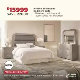 House & Home catalogue Page 1: 5-Piece Belladonna Bedroom Suite €15.999,00