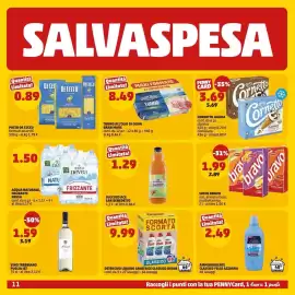 Volantino PENNY Pagina 11: Acqua naturale, frizzante Nevea €1,50, Pasta De Cecco formati assortiti €0,89