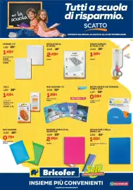 Volantino Bricofer Pagina 3: Quaderno spiralato A4, colori fluo €2,99, Nastro adesivo con dispenser Scatto €0,99