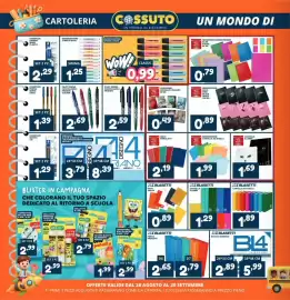 Volantino Cossuto Pagina 14: Quaderno Animals/Colours Pigna €0,49, Blasetti cartella ad anelli €1,89
