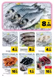 Folleto Carrefour Página 10: Mejillón Malla €1,99, Tiras de potón €4,99