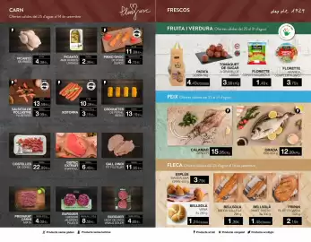 Folleto Plusfresc Página 10: Pinxo groc de porc duroc €4,15, Xistorra €3,15