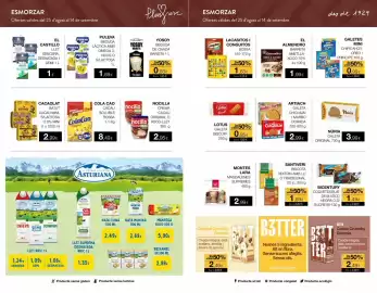 Folleto Plusfresc Página 2: Santiveri biscota dextrin amb lli o tradicional €1,69, ColaCao cacao soluble bossa €8,49