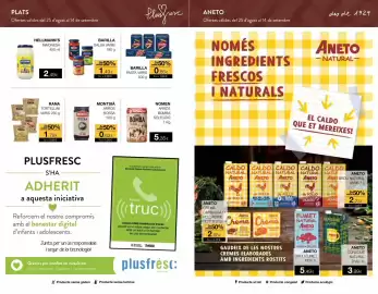 Folleto Plusfresc Página 4: Barilla pasta varis €0,85, Montsia arròs bossa €0,62