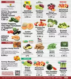 Sunset Foods weekly ad week 35 Page 8: Seedless Watermelon €5,99, Red or Green Grapes €3,99