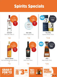 BWS catalogue week 35 Page 6: 1800 Añejo Tequila €86,00, Johnnie Walker Red Label Blended Scotch Whisky €135,00