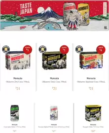 BWS catalogue week 35 Page 3: Monsuta Premium Highball Whisky Citrus & Soda Cans €9,10, Monsuta Okinawa Supreme Cans €21,00