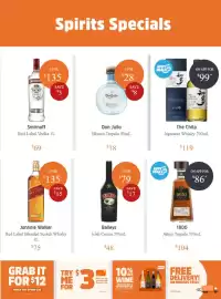 BWS catalogue week 35 Page 6: 1800 Añejo Tequila €86,00, Johnnie Walker Red Label Blended Scotch Whisky €135,00