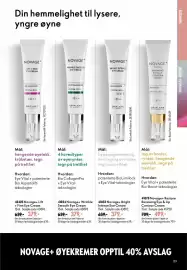 Oriflame katalog Side 89: Novage+ Bright Intense Eye Cream €379,00, Novage+ Wrinkle Smooth Eye Cream €379,00