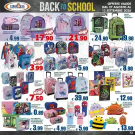 Volantino Casa & Co Pagina 13: Zaino Trolley Personaggi Assortiti €39,90, Astuccio 3 zip personaggi assortiti €7,50