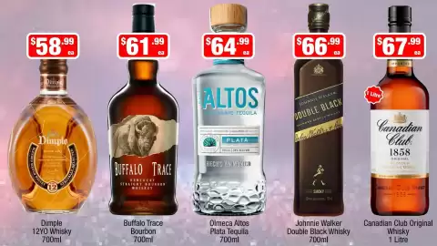 Liquor Stax catalogue Page 11: Canadian Club Original Whisky €67,99, Johnnie Walker Double Black Whisky €66,99