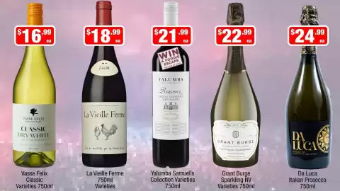 Liquor Stax catalogue Page 7: Yalumba Samuel's Collection Varieties €21,99, Vasse Felix Classic Varieties €16,99