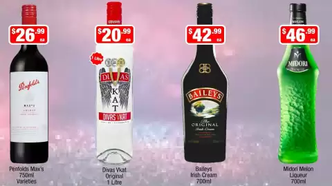 Liquor Stax catalogue Page 9: Penfolds Max's Varieties €26,99, Divas Vkat Original €20,99
