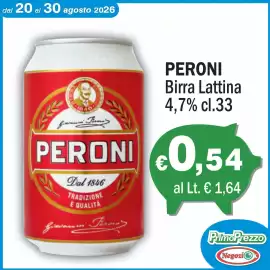 Volantino Primo Prezzo Pagina 1: Peroni Birra Lattina €0,54