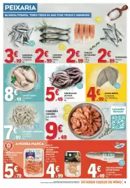 Folheto E.Leclerc semana 35 Página 3: Tentáculos de pota congelados €5,49, Solha média €4,99