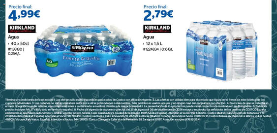 Catálogo Costco Página 10: Kirkland Signature Agua €2,79, Kirkland Signature Agua €4,99