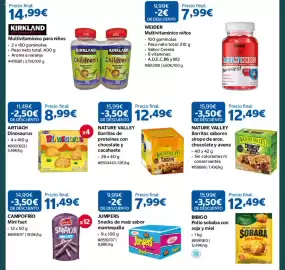 Catálogo Costco Página 6: Nature Valley barritas sabores sirope de arce, chocolate y avena €12,49