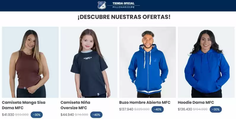 Tienda Oficial Millonarios (válido hasta 2-09)