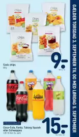 REMA 1000 tilbudsavis uge 36 Side 25: Coca-Cola, Fanta, Tuborg Squash eller Schweppes €15,00, Easis chips €9,00