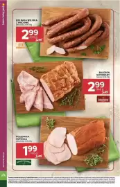 Stokrotka gazetka tydzień 35 Strona 16: Kiełbasa Wiejska z Wadowic €2,99, Baleron Gotowany Sokołów €2,99