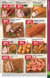 Stokrotka gazetka tydzień 35 Strona 17: Kiełbasa Krakowska Sucha Olewnik €4,59, Szynka Dobrze Sprawiona Gustavus €3,99
