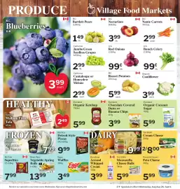 Village Food Markets flyer week 35 Page 3: California Jumbo Green Seedless Grapes €2,99, Bartlett Pears €1,49