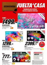 Folleto MediaMarkt Página 32: Samsung mini led 85" 4k tu85m73hauxxc €1.299,00, Lg qned mini led 75" 4k €777,00