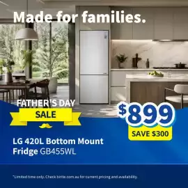 Bi-Rite catalogue Page 5: LG 420L Bottom Mount Fridge GB455WL €899,00