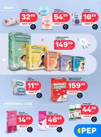 PEP catalogue Page 2: Johnson's petroleum jelly €54,99, Cuddlesome Xtradry jumbo nappies €149,99