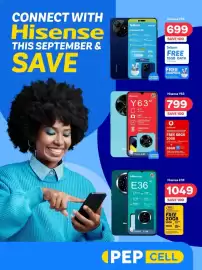PEP catalogue Page 1: Hisense E36 €1.049,00, Hisense Y63 €799,00